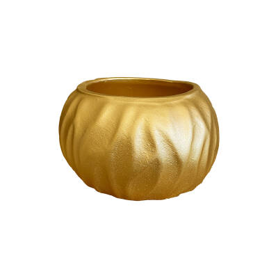 Theebby Siyah Eskitme Seramik Saksı Gold - 3